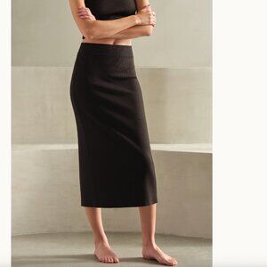 MYLES PRICE Rib Back Slit Midi Skirt  size 0 (LuxRib Midi Skirt Black`)